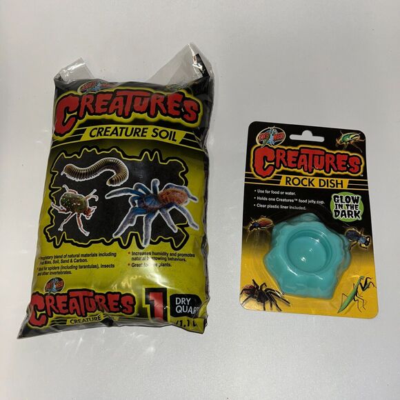 New Creates Creature Soil 1 Qt & Glow In The Dark Rock Dish - Picture 1 of 5